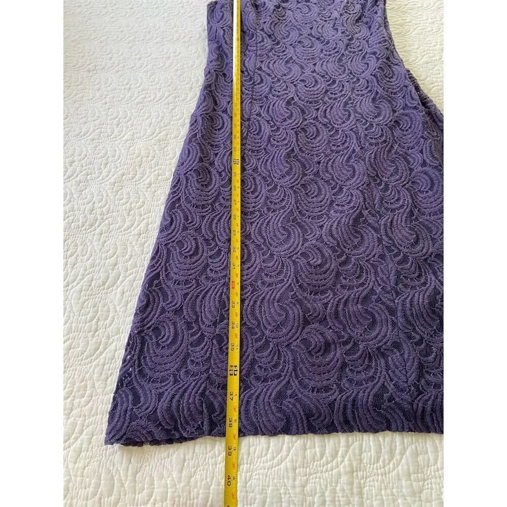 Coldwater Creek Purple Lace Knee Length Dress Size 4 Cap Sleeve​